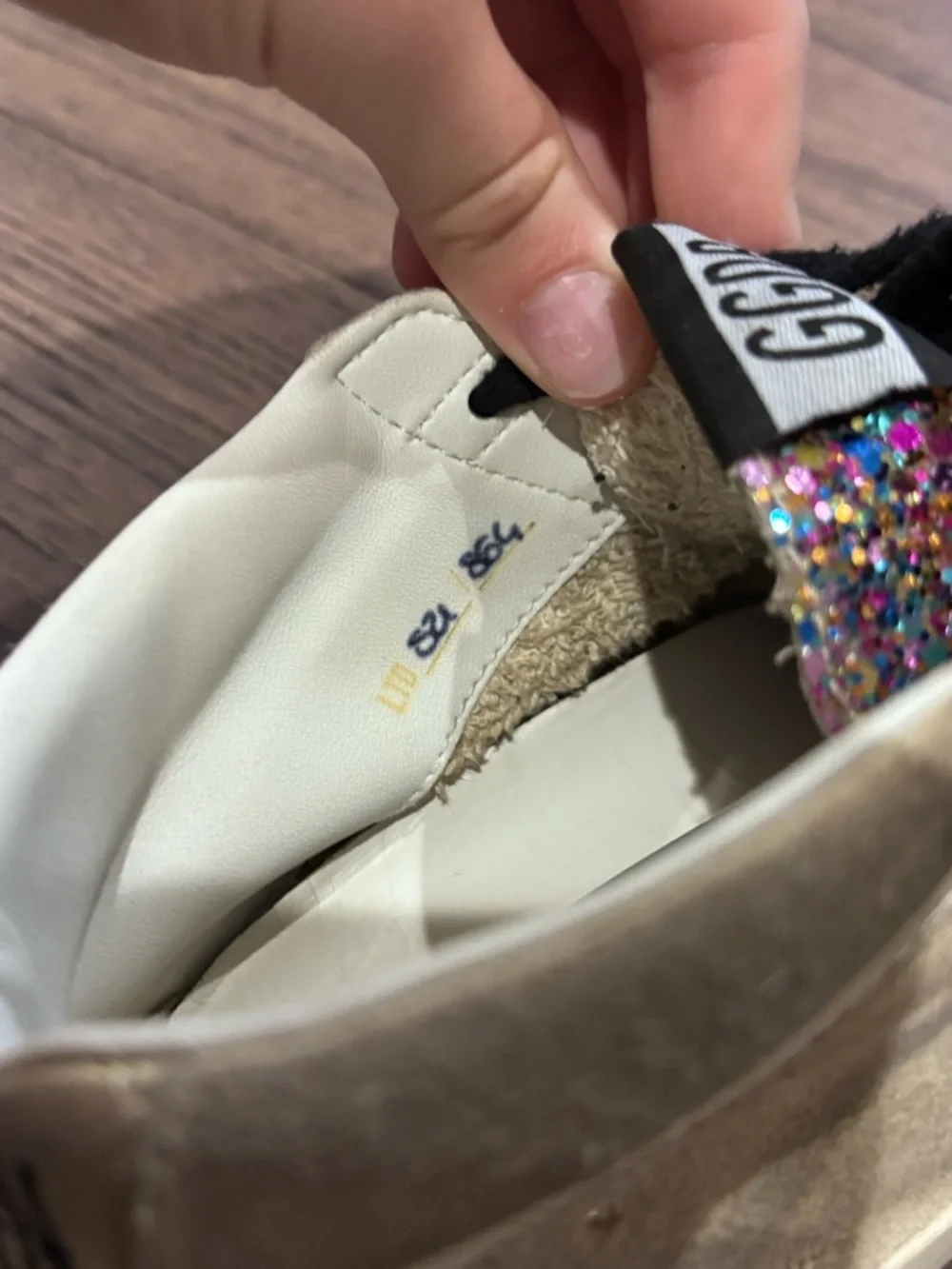 Golden Goose GGDB Glitter mid- star Sneakers in Beige with Multicolor Glitter - Picture 2 of 8